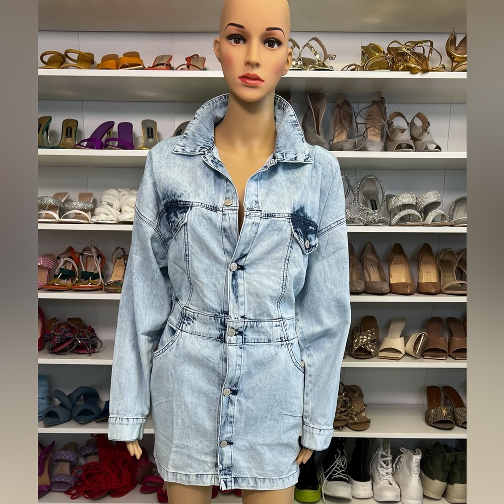 Akira Button Down Denim Mini Dress